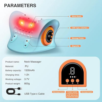 EMS Neck Massager with Heat – Electric Pulse Therapy for Neck & Shoulder Pain Relief